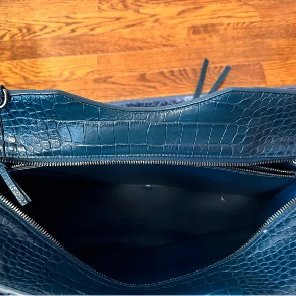 Balenciaga Elegant Crocodile-Embossed Blue Handbag NWT - Picture 5 of 16